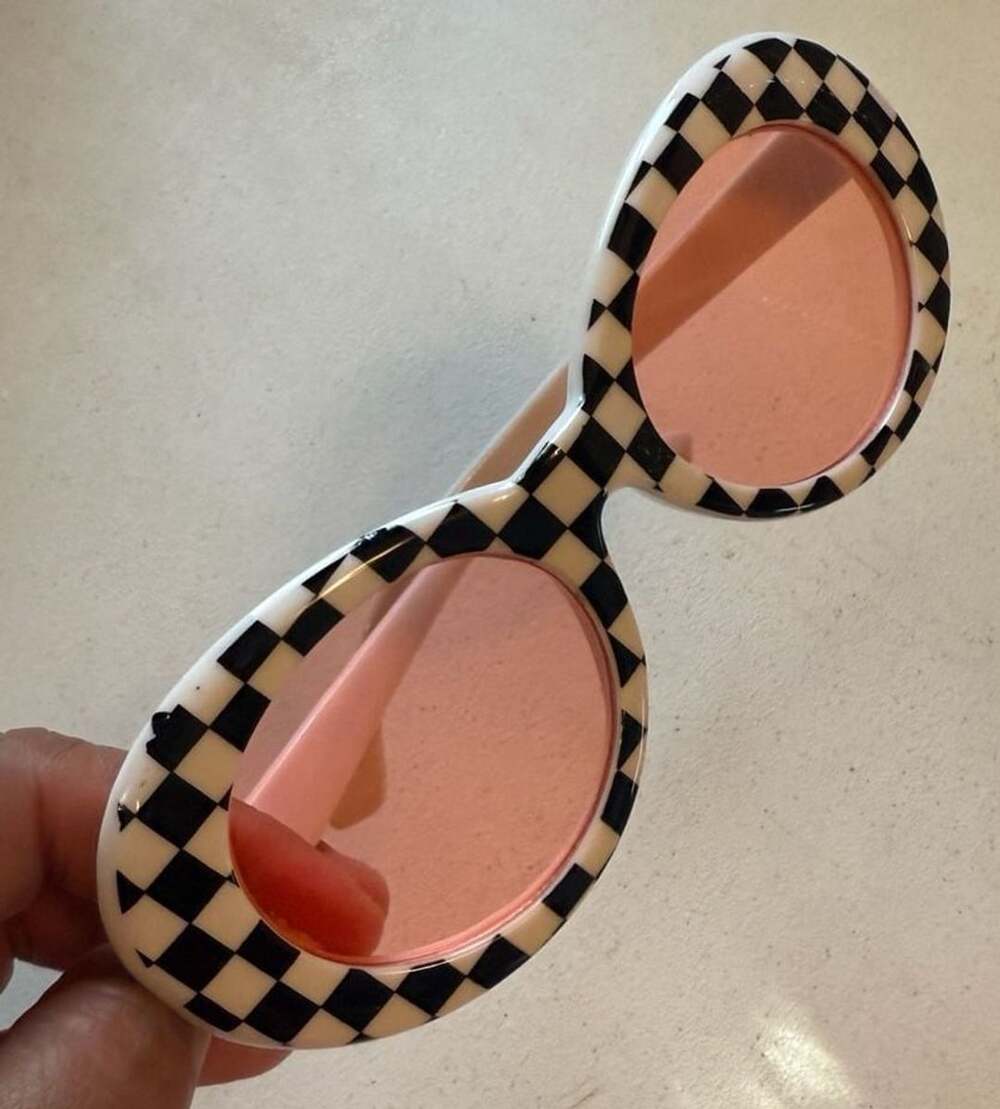 Happy Hour Beach Party Sunglasses Pink Checkers
